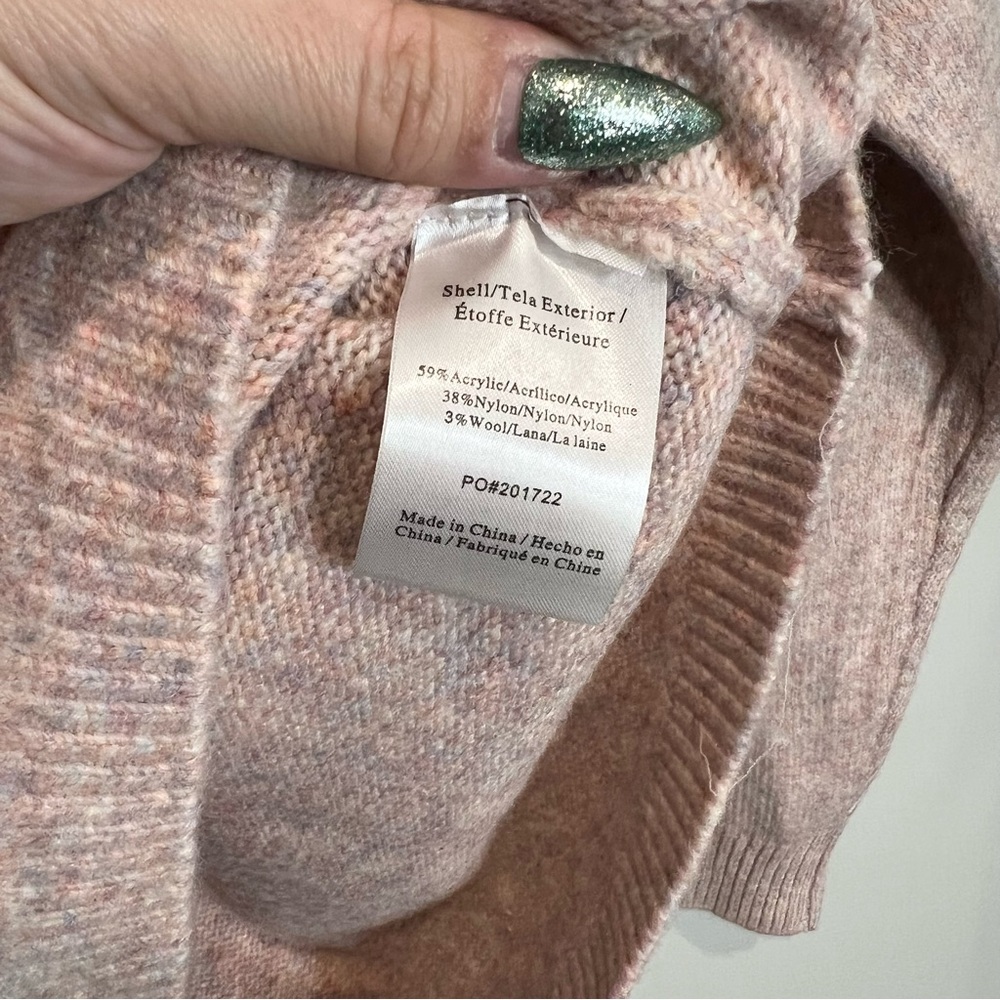 ModCloth Sweater Pink Multicolor Knit Wool Blend Sequin Stars V-neck Shirt XS - Picture 6 of 8